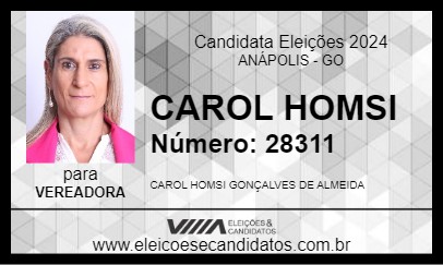 Candidato CAROL HOMSI 2024 - ANÁPOLIS - Eleições