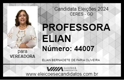 Candidato PROFESSORA ELIAN 2024 - CERES - Eleições