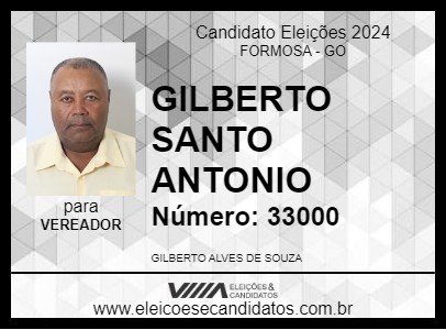 Candidato GILBERTO SANTO ANTONIO 2024 - FORMOSA - Eleições