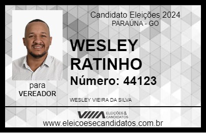 Candidato WESLEY RATINHO 2024 - PARAÚNA - Eleições