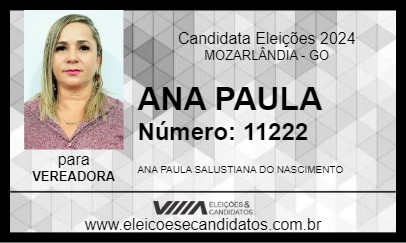 Candidato ANA PAULA 2024 - MOZARLÂNDIA - Eleições