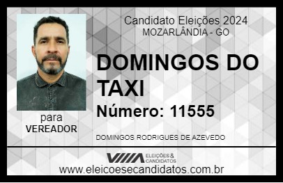 Candidato DOMINGOS DO TAXI 2024 - MOZARLÂNDIA - Eleições