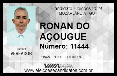 Candidato RONAN DO AÇOUGUE 2024 - MOZARLÂNDIA - Eleições