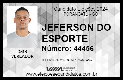 Candidato JEFERSON DO ESPORTE 2024 - PORANGATU - Eleições