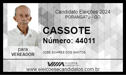 Candidato CASSOTE 2024 - PORANGATU - Eleições