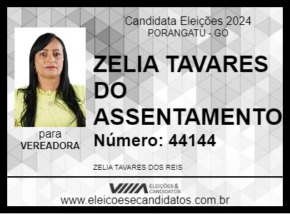 Candidato ZELIA TAVARES 2024 - PORANGATU - Eleições