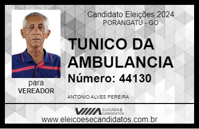 Candidato TUNICO DA AMBULANCIA 2024 - PORANGATU - Eleições