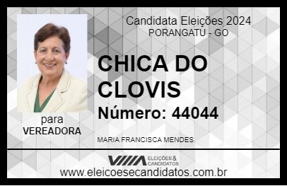 Candidato CHICA DO CLOVIS 2024 - PORANGATU - Eleições