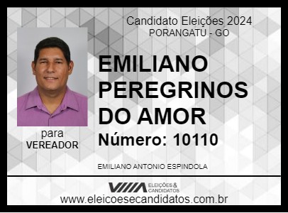 Candidato EMILIANO PEREGRINOS DO AMOR 2024 - PORANGATU - Eleições