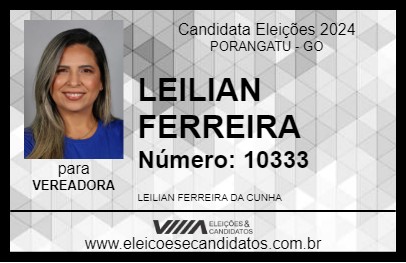 Candidato LEILIAN FERREIRA 2024 - PORANGATU - Eleições