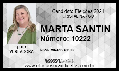 Candidato MARTA SANTIN 2024 - CRISTALINA - Eleições