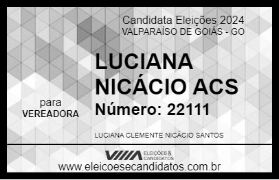 Candidato LUCIANA NICÁCIO ACS 2024 - VALPARAÍSO DE GOIÁS - Eleições