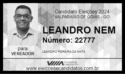 Candidato LEANDRO NEM 2024 - VALPARAÍSO DE GOIÁS - Eleições