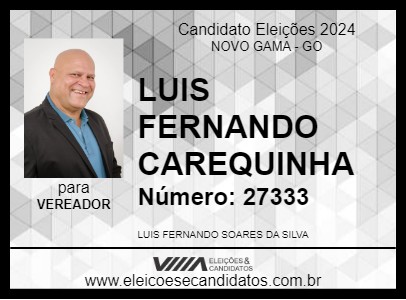 Candidato LUIS FERNANDO CAREQUINHA 2024 - NOVO GAMA - Eleições