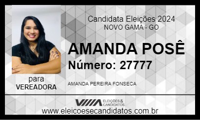 Candidato AMANDA POSÊ 2024 - NOVO GAMA - Eleições