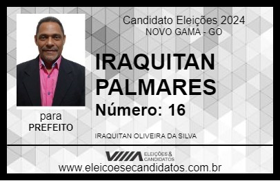 Candidato IRAQUITAN PALMARES 2024 - NOVO GAMA - Eleições