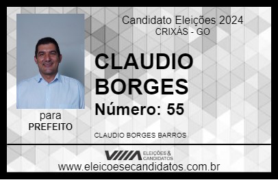 Candidato CLAUDIO BORGES 2024 - CRIXÁS - Eleições