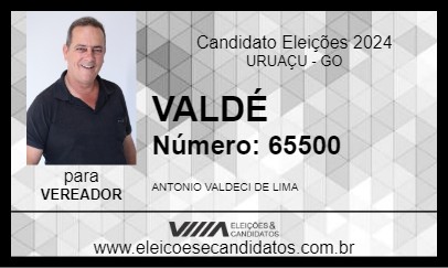 Candidato VALDÉ 2024 - URUAÇU - Eleições