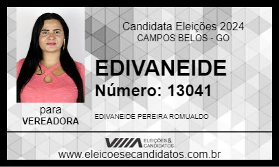 Candidato EDIVANEIDE 2024 - CAMPOS BELOS - Eleições