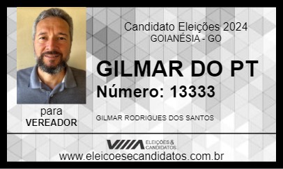 Candidato GILMAR DO PT 2024 - GOIANÉSIA - Eleições