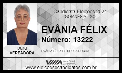 Candidato EVÂNIA FÉLIX 2024 - GOIANÉSIA - Eleições