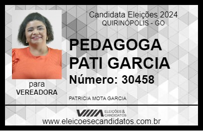 Candidato PEDAGOGA PATI GARCIA 2024 - QUIRINÓPOLIS - Eleições