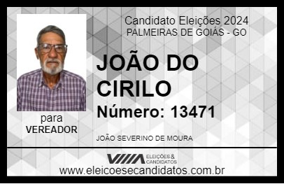 Candidato JOÃO DO CIRILO 2024 - PALMEIRAS DE GOIÁS - Eleições