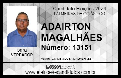 Candidato ADAIRTON MAGALHÃES 2024 - PALMEIRAS DE GOIÁS - Eleições