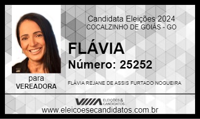 Candidato FLÁVIA 2024 - COCALZINHO DE GOIÁS - Eleições