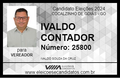 Candidato IVALDO CONTADOR 2024 - COCALZINHO DE GOIÁS - Eleições