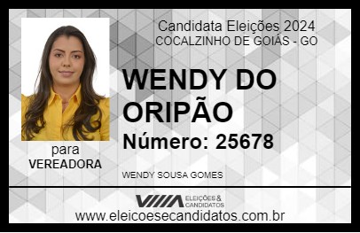 Candidato WENDY DO ORIPÃO 2024 - COCALZINHO DE GOIÁS - Eleições