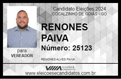 Candidato RENONES PAIVA 2024 - COCALZINHO DE GOIÁS - Eleições