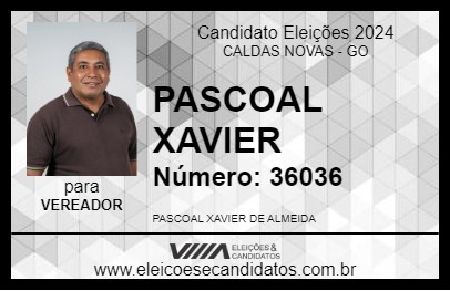 Candidato PASCOAL XAVIER 2024 - CALDAS NOVAS - Eleições