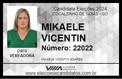 Candidato MIKAELE VICENTIN 2024 - COCALZINHO DE GOIÁS - Eleições