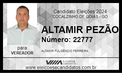 Candidato ALTAMIR PEZÃO 2024 - COCALZINHO DE GOIÁS - Eleições