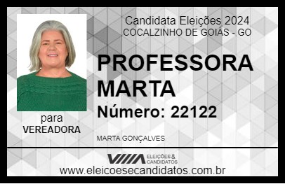 Candidato PROFESSORA MARTA 2024 - COCALZINHO DE GOIÁS - Eleições