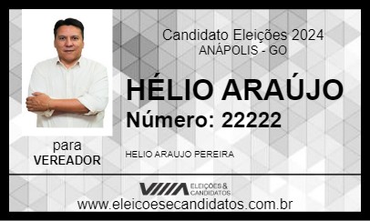 Candidato HÉLIO ARAÚJO 2024 - ANÁPOLIS - Eleições