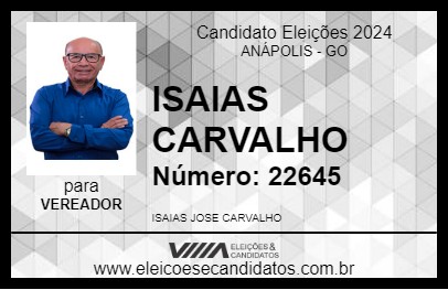 Candidato ISAIAS CARVALHO 2024 - ANÁPOLIS - Eleições