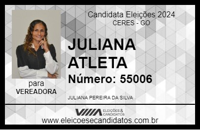 Candidato JULIANA ATLETA 2024 - CERES - Eleições