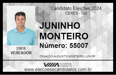 Candidato JUNINHO MONTEIRO 2024 - CERES - Eleições