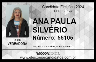 Candidato ANA PAULA SILVÉRIO 2024 - CERES - Eleições