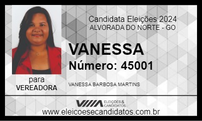 Candidato VANESSA 2024 - ALVORADA DO NORTE - Eleições