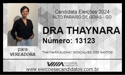 Candidato DRA THAYNARA 2024 - ALTO PARAÍSO DE GOIÁS - Eleições