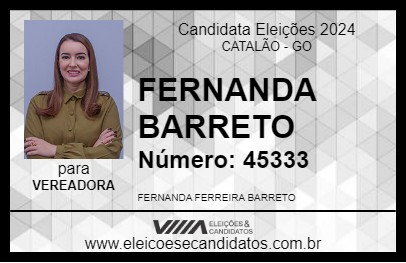 Candidato FERNANDA BARRETO 2024 - CATALÃO - Eleições