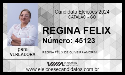 Candidato REGINA FELIX 2024 - CATALÃO - Eleições