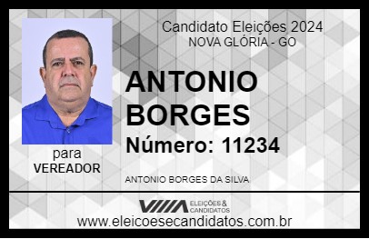 Candidato ANTONIO BORGES 2024 - NOVA GLÓRIA - Eleições