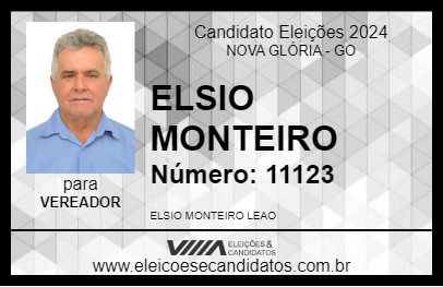 Candidato ELSIO MONTEIRO 2024 - NOVA GLÓRIA - Eleições