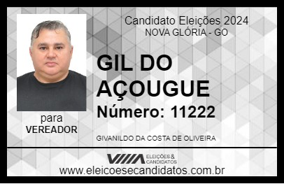 Candidato GIL DO AÇOUGUE 2024 - NOVA GLÓRIA - Eleições