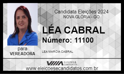 Candidato LÉA CABRAL 2024 - NOVA GLÓRIA - Eleições