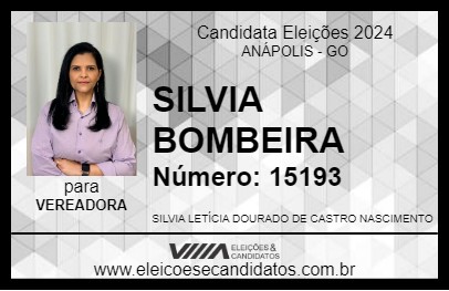 Candidato SILVIA BOMBEIRA 2024 - ANÁPOLIS - Eleições